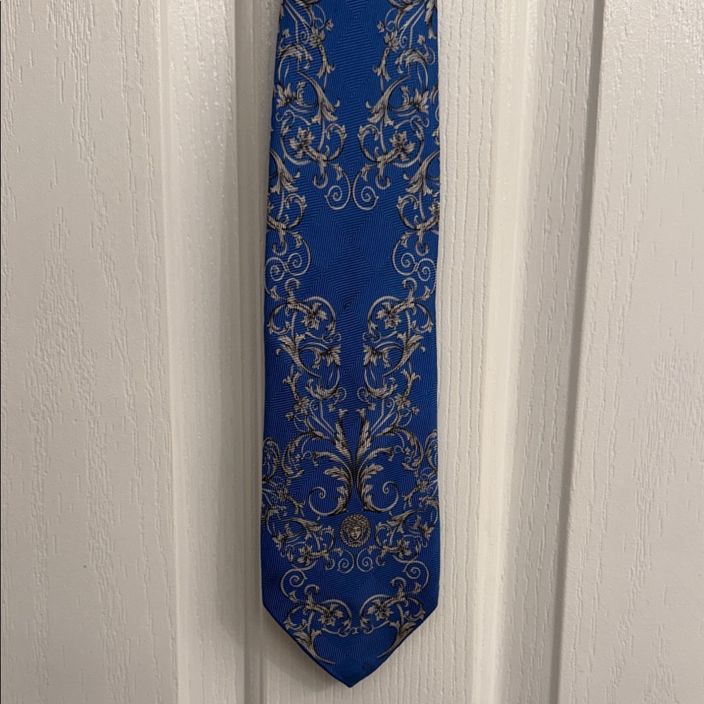 Versace Blue and Gold Floral Tie